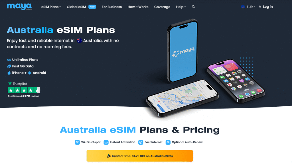 Maya Mobile – eSIM-Anbieter Australien im Vergleich 2025