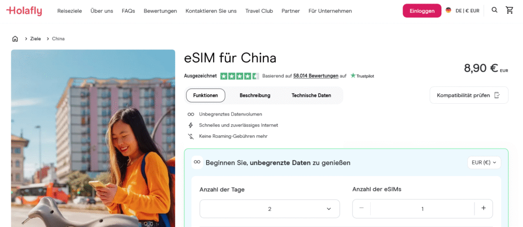 eSIM-Anbieter China: Holafly