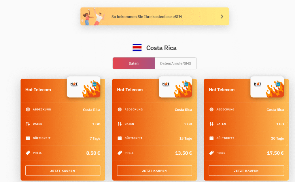 eSIM-Anbieter Costa Rica: Airalo
