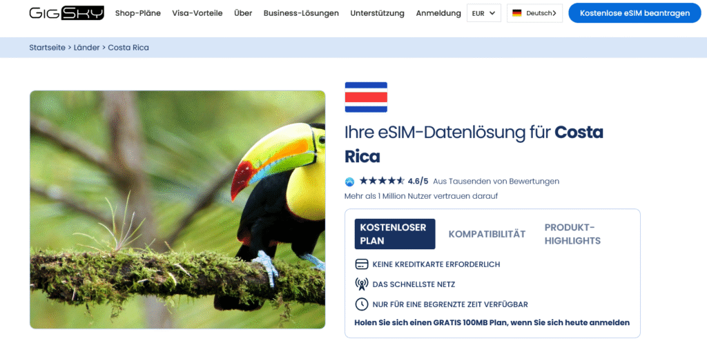 eSIM-Anbieter Costa Rica: GigSky