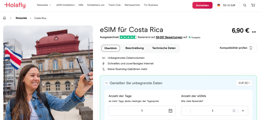 eSIM-Anbieter Costa Rica: Holafly