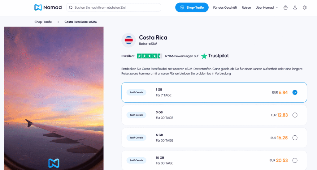eSIM-Anbieter Costa Rica: Nomad