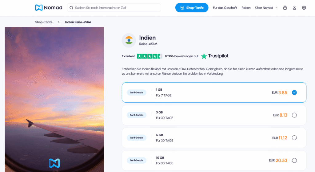 eSIM-Anbieter Indien: Nomad
