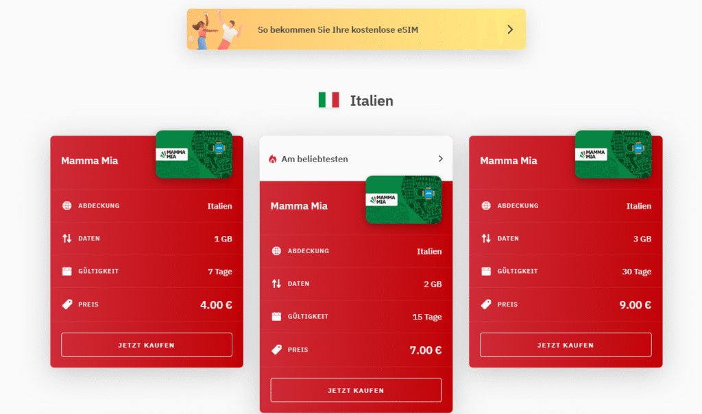 eSIM-Anbieter Italien: Airalo