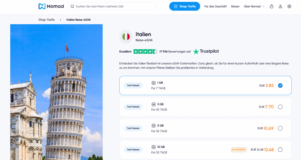 eSIM-Anbieter Italien: Nomad