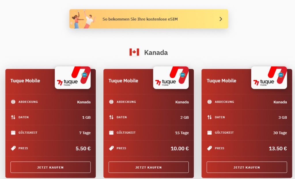 eSIM-Anbieter Kanada: Airalo