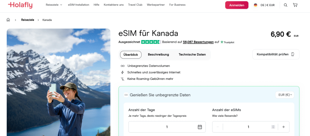 eSIM-Anbieter Kanada: Holafly