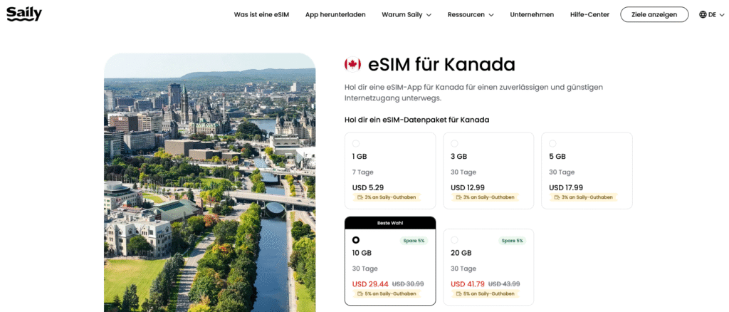 eSIM-Anbieter Kanada: Saily
