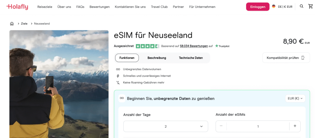 eSIM-Anbieter Neuseeland: Holafly