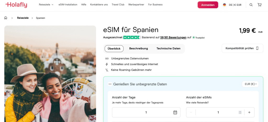 eSIM-Anbieter Spanien: Holafly
