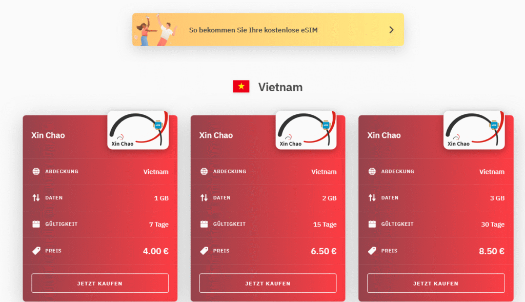 eSIM-Anbieter Vietnam: Airalo