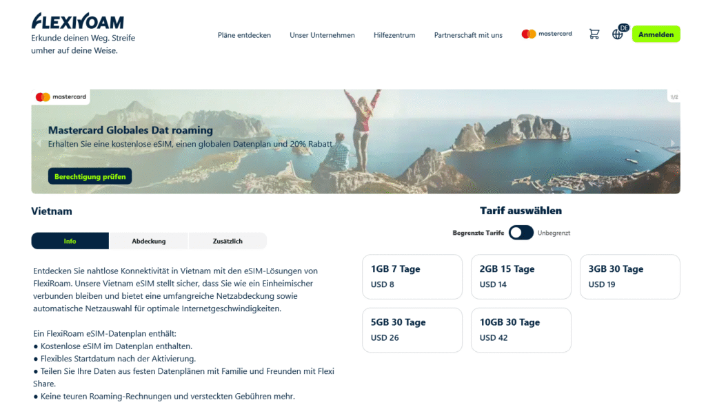 eSIM-Anbieter Vietnam: FlexiRoam