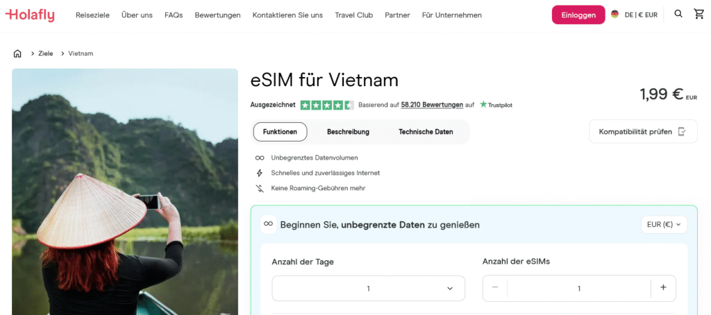 eSIM-Anbieter Vietnam: Holafly