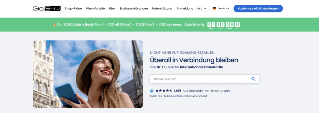 GigSky eSIM für Mexiko – praktische Prepaid-Daten über die App verwalten