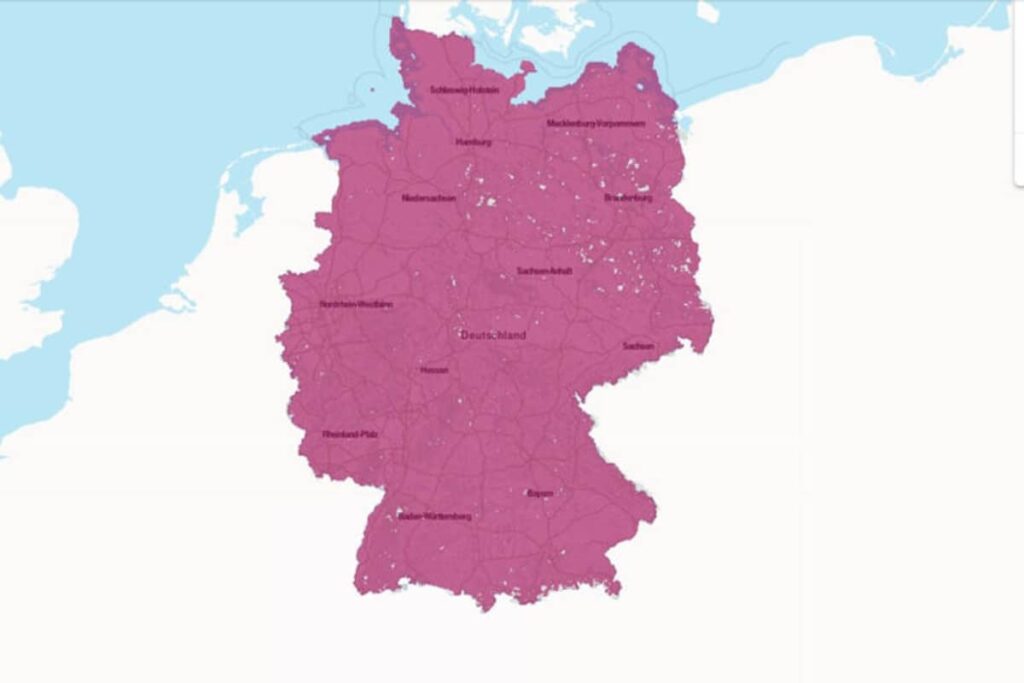 Telekom-Abdeckungskarte in Deutschland. Quelle: telekom.de