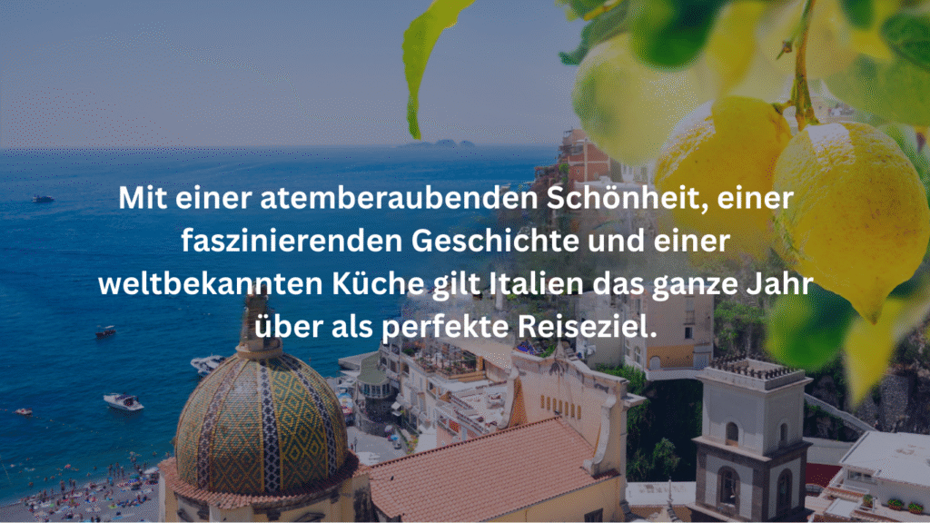 beste Reisezeit Italien – Amalfiküste mit Zitronenbäumen und Blick auf das Meer