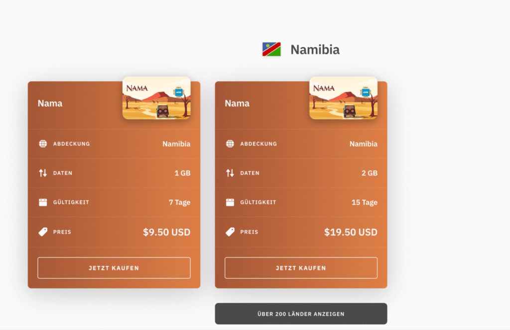eSIM Namibia Airalo – Budget-Option für Grundbedürfnisse