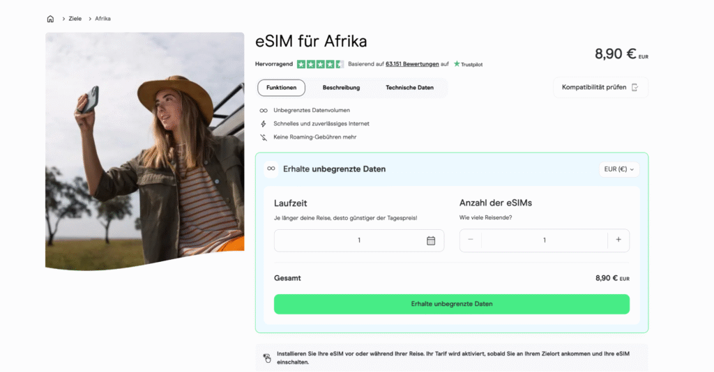 eSIM Namibia Holafly – unbegrenzte Daten und zuverlässige Abdeckung