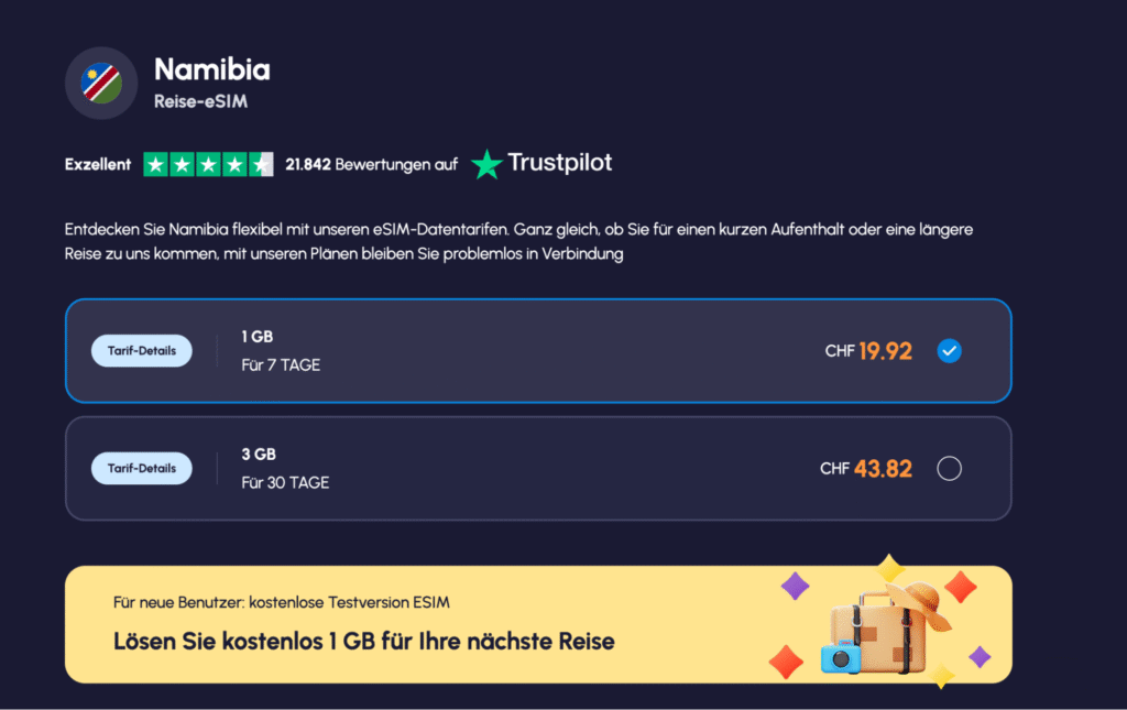 eSIM Namibia Nomad – günstige Pakete und einfache Nutzung