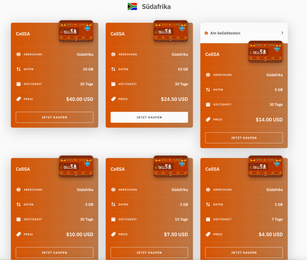 SIM Südafrika Airalo – günstige Pakete und flexible Nutzung