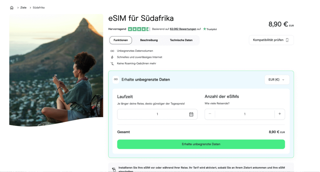 SIM Südafrika Holafly – unbegrenzte Daten und einfache Aktivierung