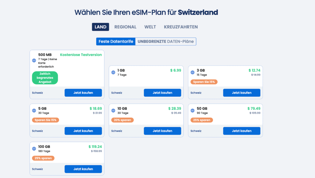 eSIM Schweiz Gigsky – globaler Anbieter für mobiles Internet