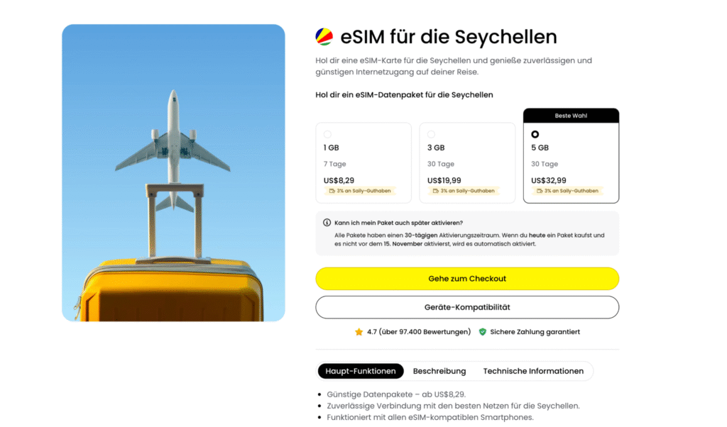 eSIM Seychellen Saily – sichere Verbindung und günstige Einstiegstarife