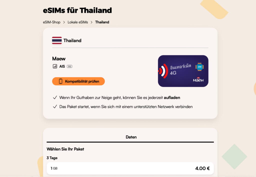 eSIM Thailand Airalo – günstige und flexible Datenpakete für Kurzreisen