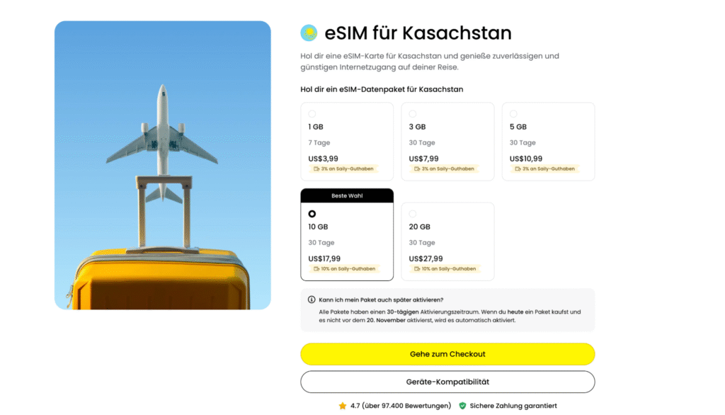 eSIM Kasachstan Saily – günstige Tarife vom NordVPN Team