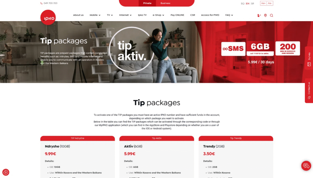 Ipko Kosovo – ausgewogene lokale eSIM Tarife mit 5G Netz