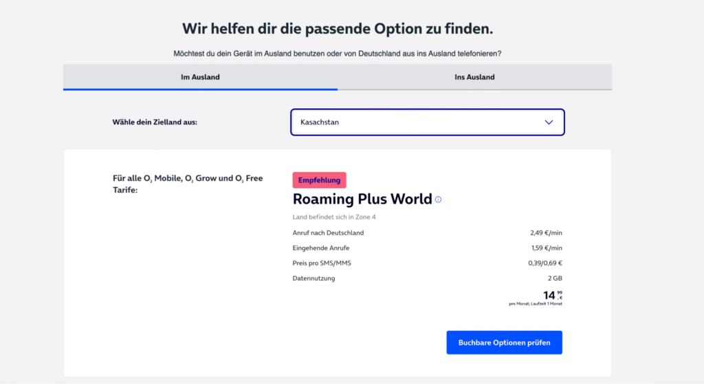 Roaming mit O2 – Roaming Plus World Option mit 2 GB Daten und flexibler Monatslaufzeit