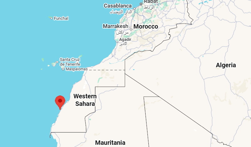 Karte mit der Lage von Dakhla in der Westsahara