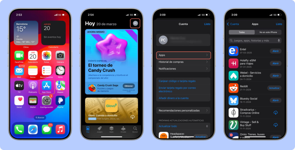 Pasos para actualizar aplicaciones manualmente en iPhone