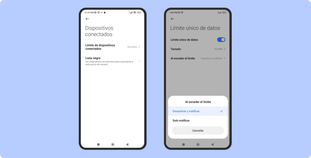 Cómo controlar el uso de datos al compartir (Android, pasos 2)