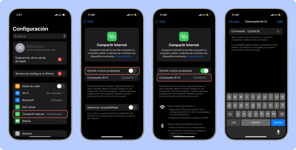 Cómo compartir datos con función de hotspot o punto de acceso en iPhone (pasos)