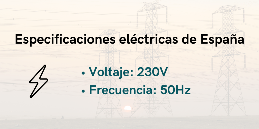Especificaciones eléctricas en España: 230V, 50Hz