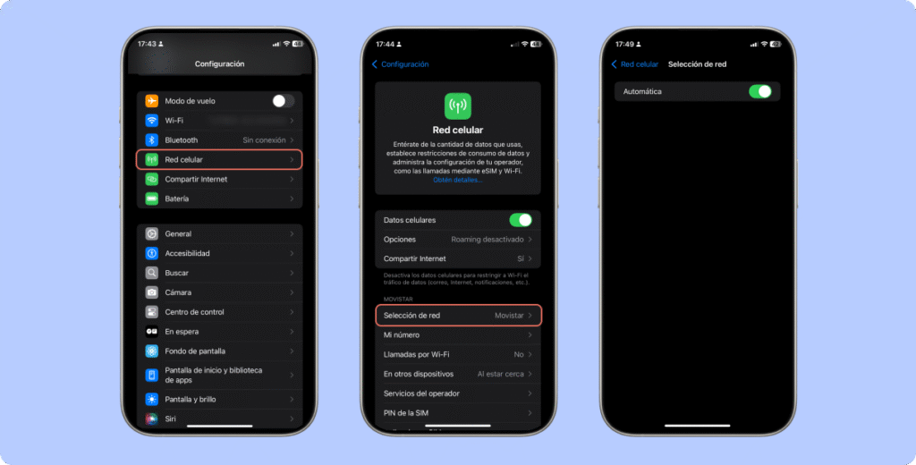 ¿Cómo puedo hacer_5.Selecciona la red automáticamente - iPhone
