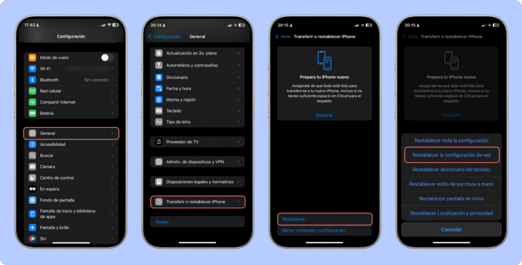¿Cómo puedo hacer_6.Restaura los ajustes de red - iPhone