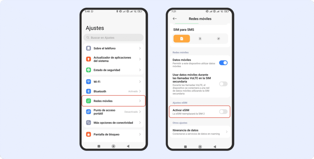 Cómo activar una eSIM en Android paso a paso (pantallazos con indicaciones)