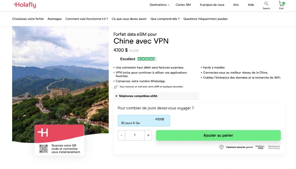internet Chine forfait mobile itinerance prepayee