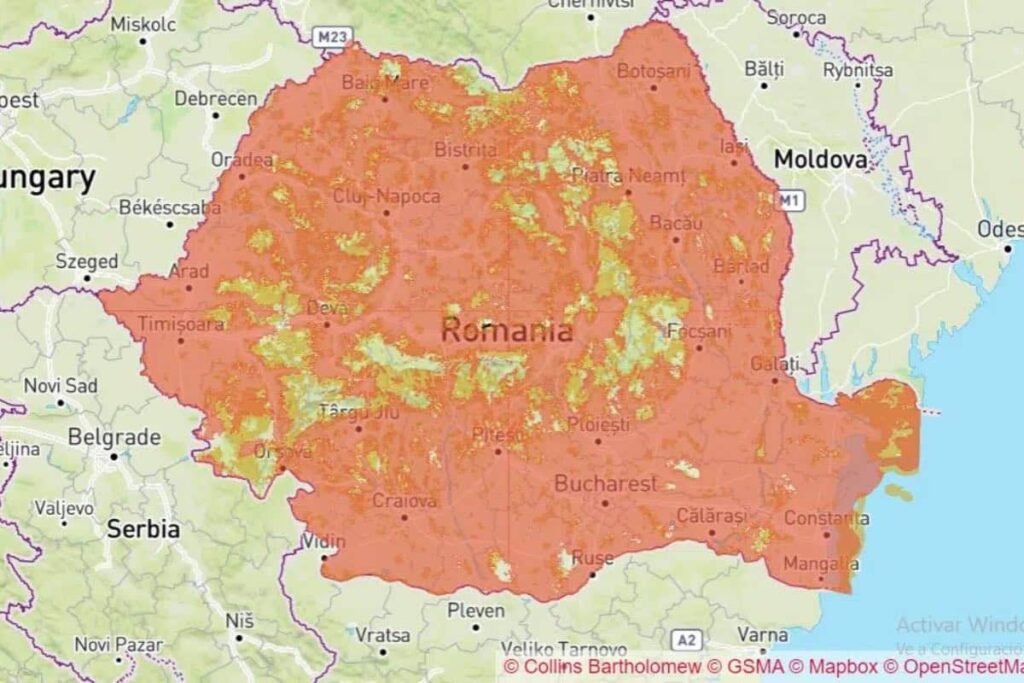Carte de couverture d’Internet en Roumanie