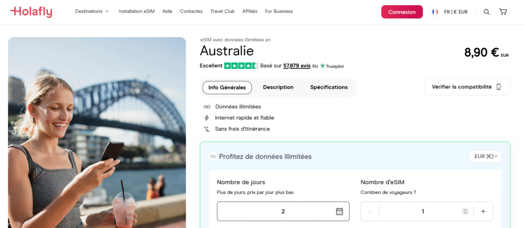 Fournisseurs eSIM Australie&nbsp;: Holafly