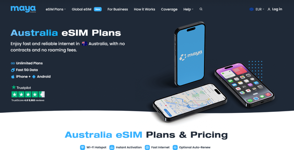 Fournisseurs eSIM Australie&nbsp;: Maya Mobile