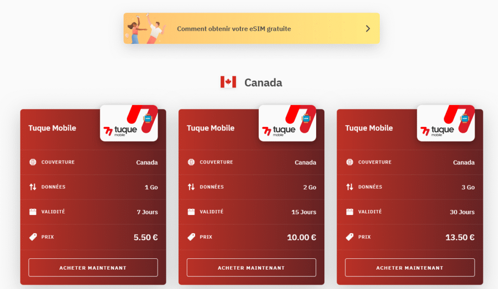 Fournisseurs eSIM Canada&nbsp;: Airalo