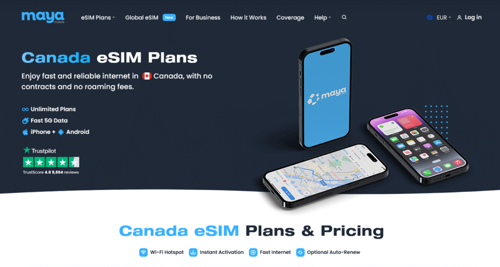 Fournisseurs eSIM Canada&nbsp;: Maya Mobile