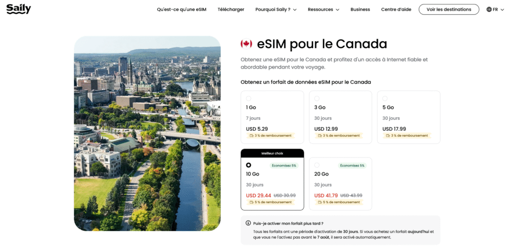 Fournisseurs eSIM Canada&nbsp;: Saily