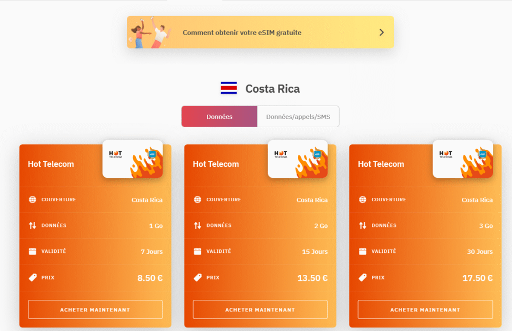 Fournisseurs eSIM Costa Rica&nbsp;: Airalo