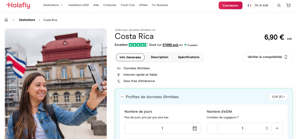 Fournisseurs eSIM Costa Rica&nbsp;: Holafly
