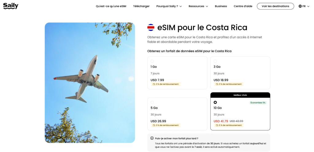 Fournisseurs eSIM Costa Rica&nbsp;: Saily