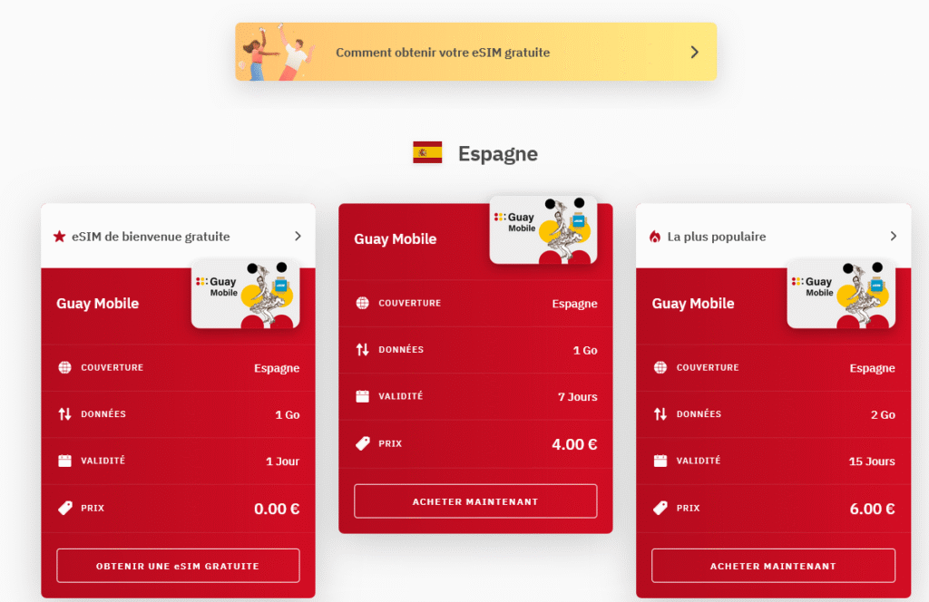 Fournisseurs eSIM Espagne&nbsp;: Airalo